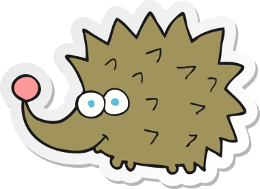 Bir insan tarafından çizilmiş kirpi karikatürü çıkartması.