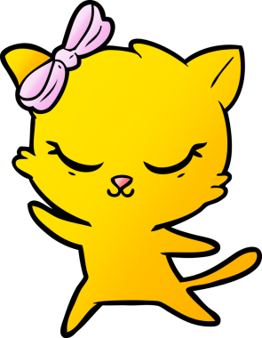 Bir insan tarafından çizilmiş sevimli çizgi film kedisi.