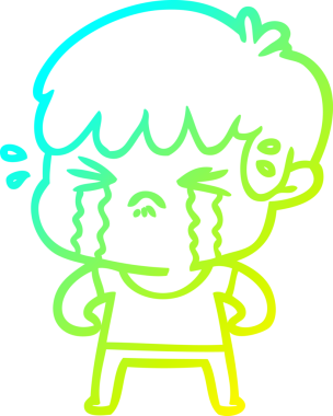 Bir insan tarafından çizilmiş ağlayan çizgi film çocuğu çizimi.