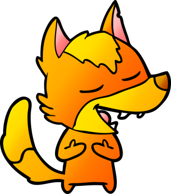 Bir insan tarafından çizilmiş tilki çizgi film karakteri