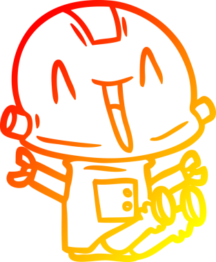 Bir insan tarafından çizilen çizgi film robotunun sıcak çizgi çizimi