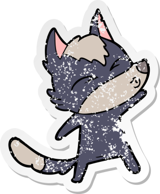 Bir insan tarafından çizilmiş bir kurt çizgi filminin sıkıntılı çıkartması.