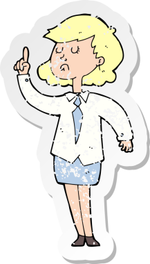 Bir insan tarafından çizilen bir karikatür kadının gerilimli çıkartması.