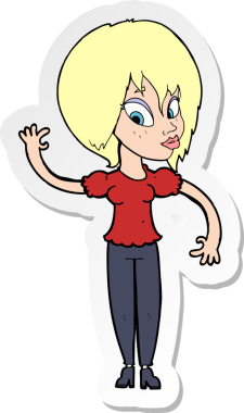 Bir insan tarafından çizilmiş bir karikatür kadının çıkartması.