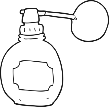 Bir insan tarafından çizilmiş siyah beyaz bir parfüm şişesi.