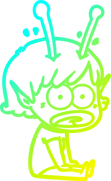 Bir çizgi film karakteri, bir insan tarafından çizilmiş soğuk gradyan çizimi.