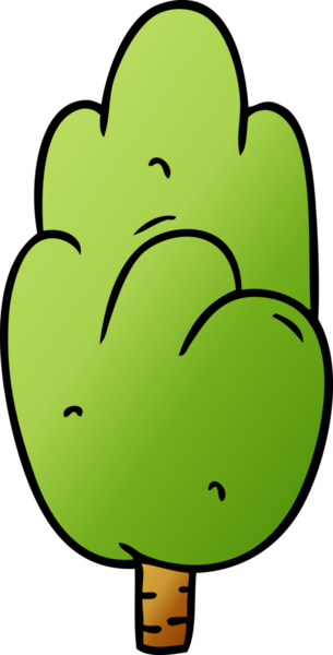 El çizimi çizgi film karalaması bir insan tarafından çizilmiş tek yeşil ağaç.