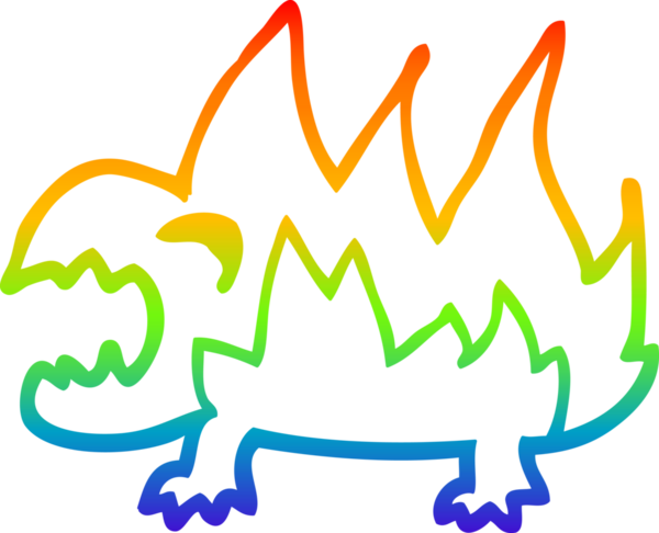 Gökkuşağı gradyan çizgi çizimi Bir insan tarafından çizilen çizgi ateş şeytanı