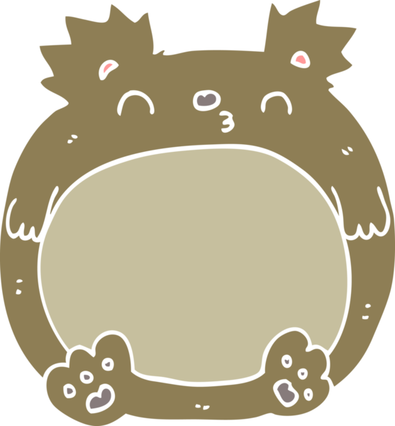 Bir insan tarafından çizilmiş düz renkli çizgi film ayısı