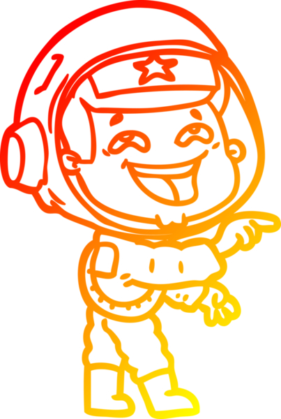 Bir insan tarafından çizilmiş gülen astronotun sıcak çizgi çizimi