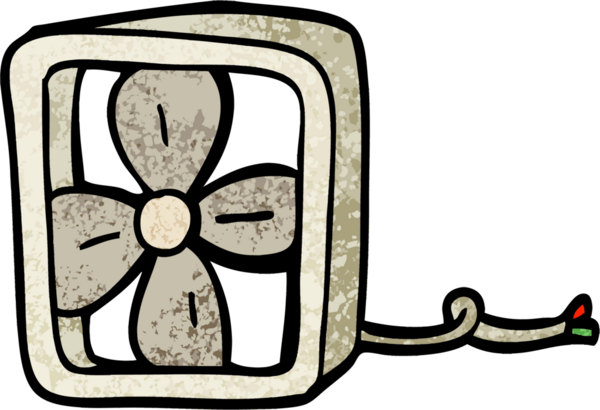 Bir insan tarafından çizilmiş grunge desenli çizim karikatür elektrikli fan.