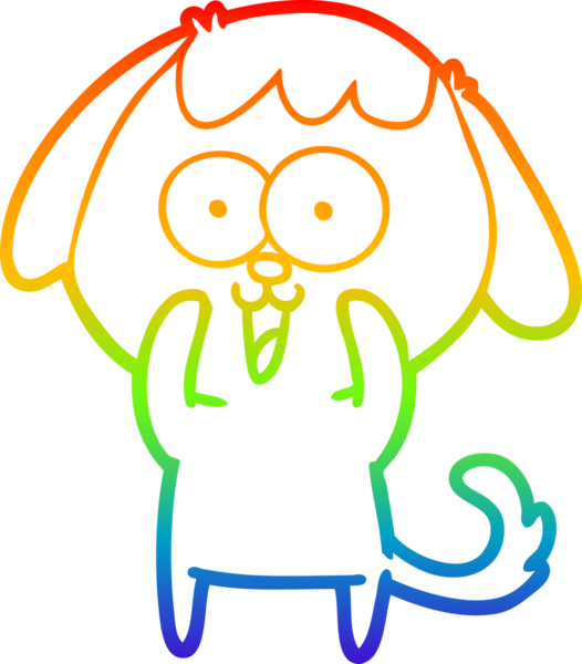 Gökkuşağı gradyan çizimi. Bir insan tarafından çizilmiş şirin bir köpek çizimi.