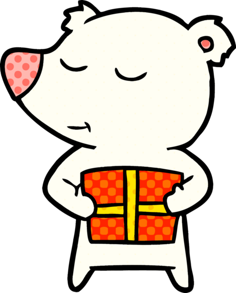 Bir insan tarafından çizilmiş mutlu kutup ayısı çizgi filmi.