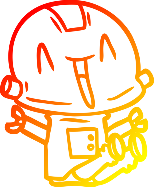 Bir insan tarafından çizilen çizgi film robotunun sıcak çizgi çizimi