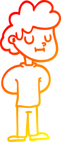 Bir insan tarafından çizilen mutlu bir çocuğun sıcak çizgi çizimi.