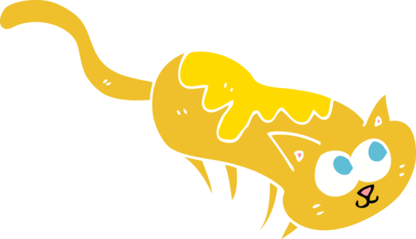 Bir insan tarafından çizilmiş kedinin düz renk çizimi