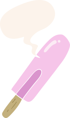 bir insan tarafından çizilmiş eski usul konuşma baloncuklu buz lolipopu.