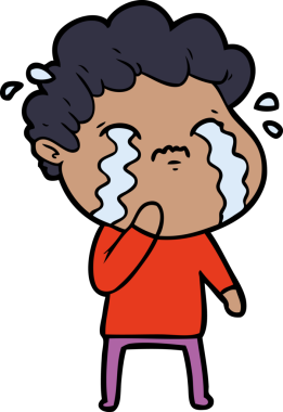 Bir insan tarafından çizilmiş ağlayan çizgi film adamı.