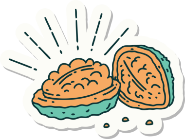 Bir insan tarafından çizilmiş dövmeli ceviz etiketi.