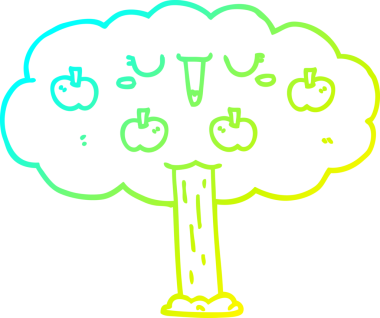 Bir insan tarafından çizilen elma ağacının soğuk gradyan çizgisi.