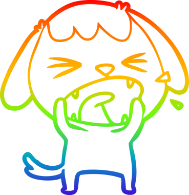 Gökkuşağı gradyan çizgisi bir insan tarafından çizilmiş şirin bir çizgi köpek havlaması.