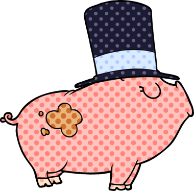 Bir insan tarafından çizilmiş zengin domuz.