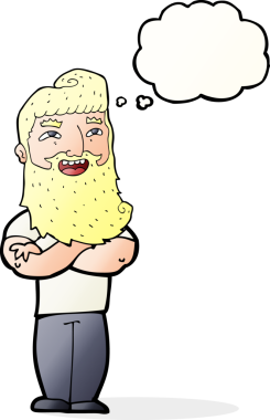 Bir insan tarafından çizilmiş düşünce baloncuğu olan gururlu bir adam.