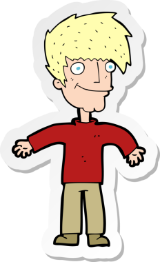 Bir insan tarafından çizilmiş mutlu bir adamın çıkartması.