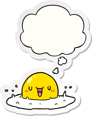 Düşünce baloncuklu yumurta, insan tarafından çizilmiş bir çıkartma.