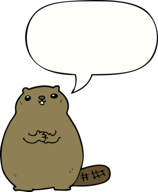 Bir insan tarafından çizilmiş konuşma balonlu çizgi film kunduzu.