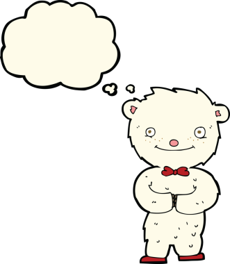 Bir insan tarafından çizilmiş düşünce baloncuğu olan küçük kutup ayısı.