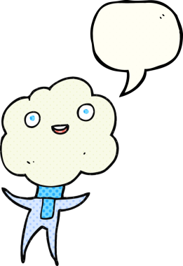 Bir insan tarafından çizilmiş sevimli bulut kafalı yaratık.