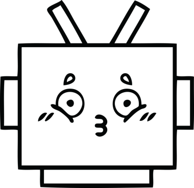 Bir insan tarafından çizilmiş robot kafasının çizgi çizimi