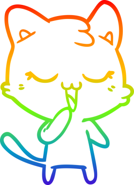 gökkuşağı gradyan çizimi mutlu çizgi film kedisi bir insan tarafından çizildi