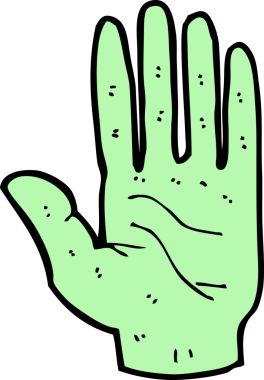 Bir insan tarafından çizilmiş bir zombi eli.