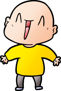 Bir insan tarafından çizilmiş mutlu, kel adam.