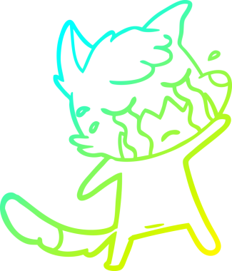 Ağlayan bir tilki çizgi filminin insan tarafından çizilmiş soğuk gradyan çizimi.