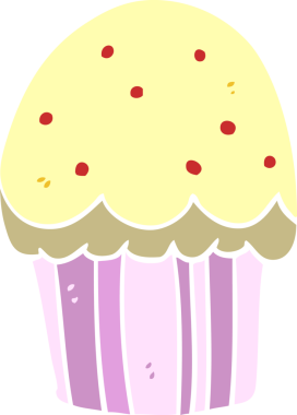 Bir insan tarafından çizilmiş düz renkli çizgi film keki.