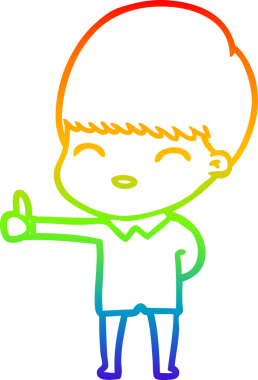 gökkuşağı gradyanı çizimi bir insan tarafından çizilmiş mutlu bir çizgi film çocuğu