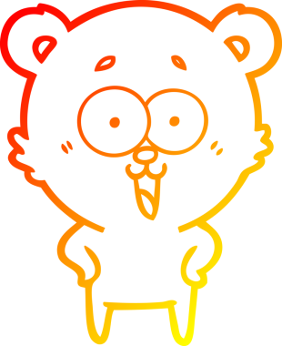 Bir insan tarafından çizilmiş gülen oyuncak ayının sıcak çizgi çizimi.