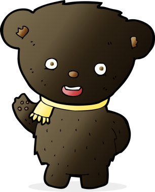 Bir insan tarafından çizilmiş siyah ayı çizgi filmi.