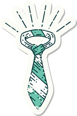 Bir insan tarafından çizilmiş eski bir dövme stili ofis kravatı.