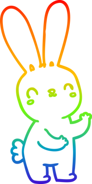 Gökkuşağı gradyan çizgisi. Bir insan tarafından çizilmiş şirin bir tavşan çizimi.