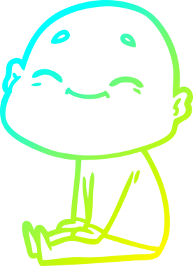 Bir insan tarafından çizilmiş, mutlu, kel bir adamın çizdiği soğuk çizgi.