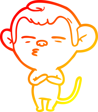 Bir insan tarafından çizilmiş şüpheli bir maymunun sıcak çizgi çizimi