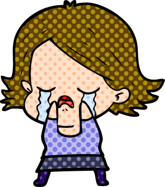 Bir insan tarafından çizilmiş ağlayan çizgi film kızı.