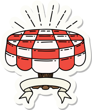 Bir insan tarafından çizilmiş dövme stili kafe masasının çıkartması.