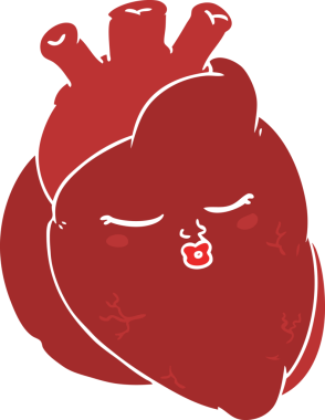 Bir insan tarafından çizilmiş düz renkli karikatür kalp.