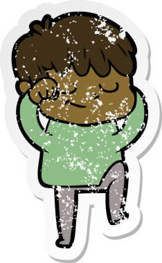 Bir insan tarafından çizilmiş mutlu bir çocuğun sıkıntılı çıkartması.