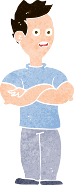 Bir insan tarafından çizilmiş çapraz kollu çizgi film adamı.